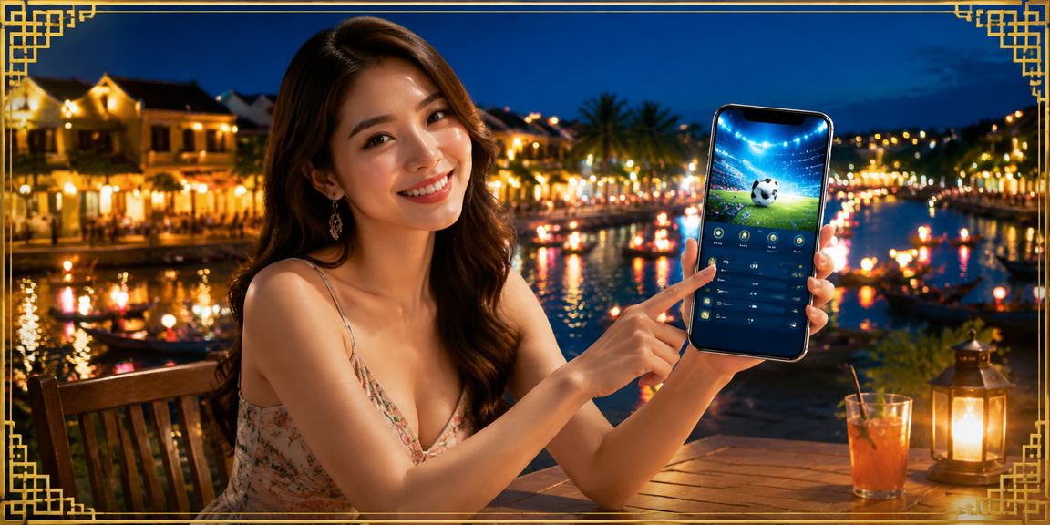 Người chơi đăng nhập tài khoản cá cược tại quán cà phê Hội An