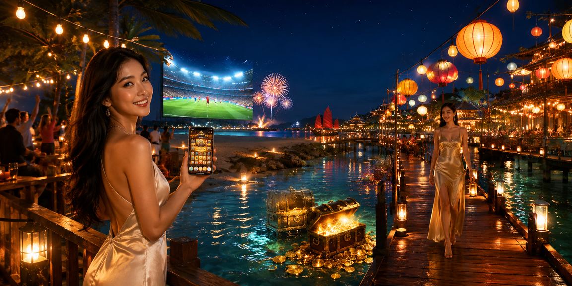 Giao diện di động của nabh4 tại khu casino Phú Quốc về đêm